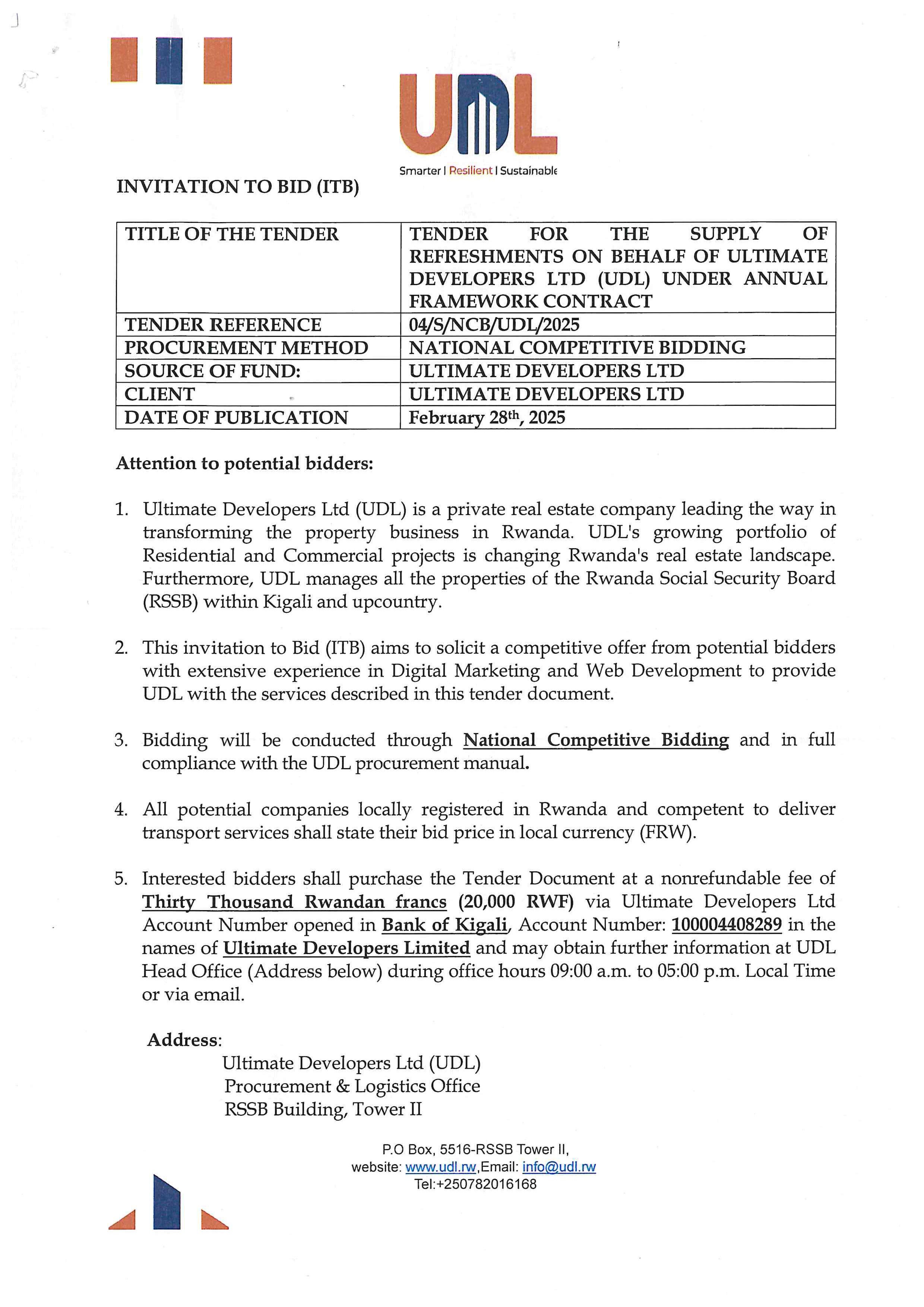 INVITATION TO BID (ITB)